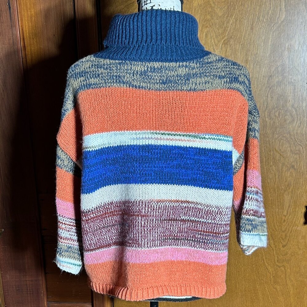 KNOX ROSE Cropped Striped Knit Sweater with 3/4 Sleeves, Relaxed Fit, S-M
